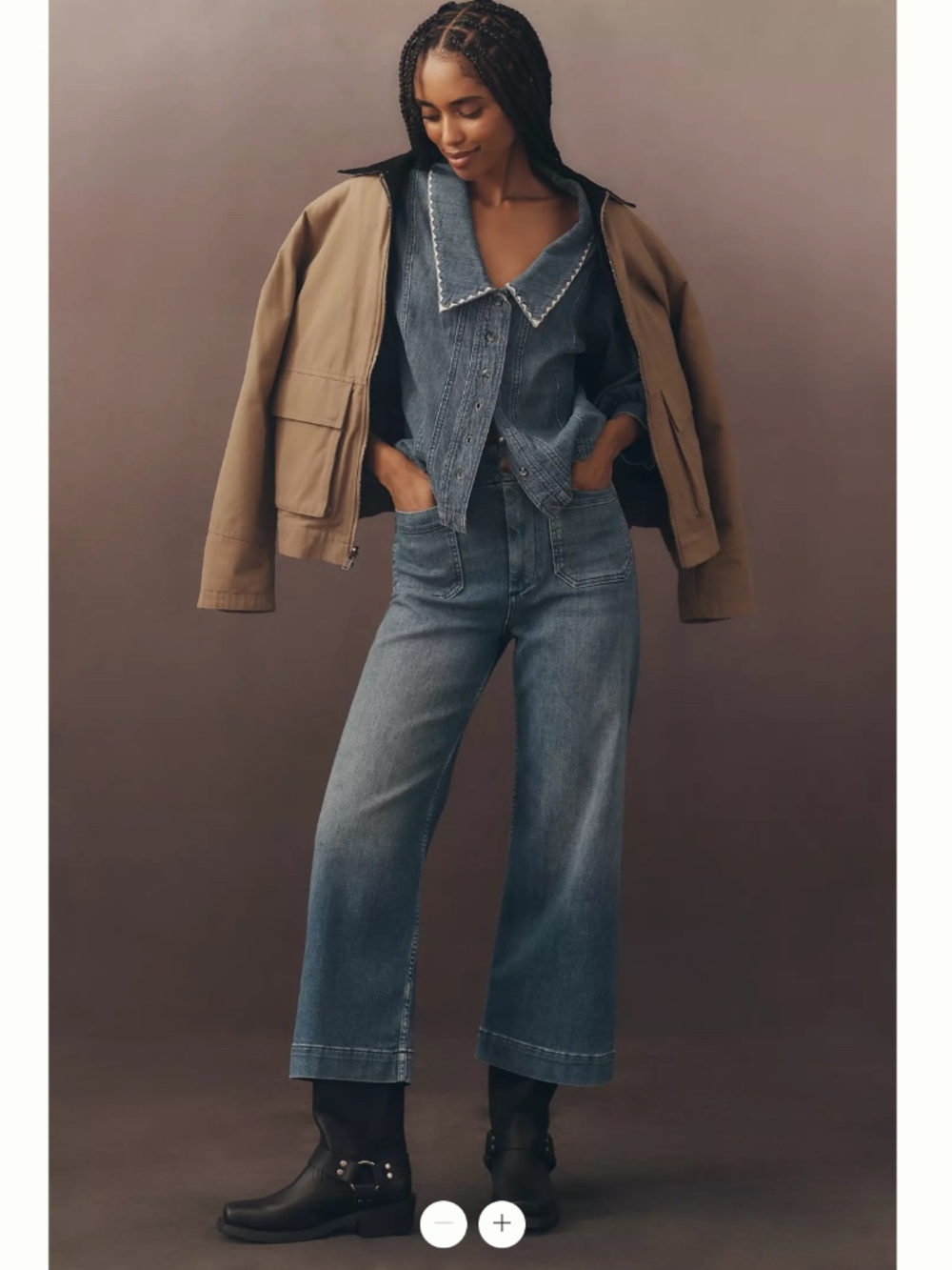 Anthropologie Maeve Colette High-Rise Wide-Leg Cropped Jeans